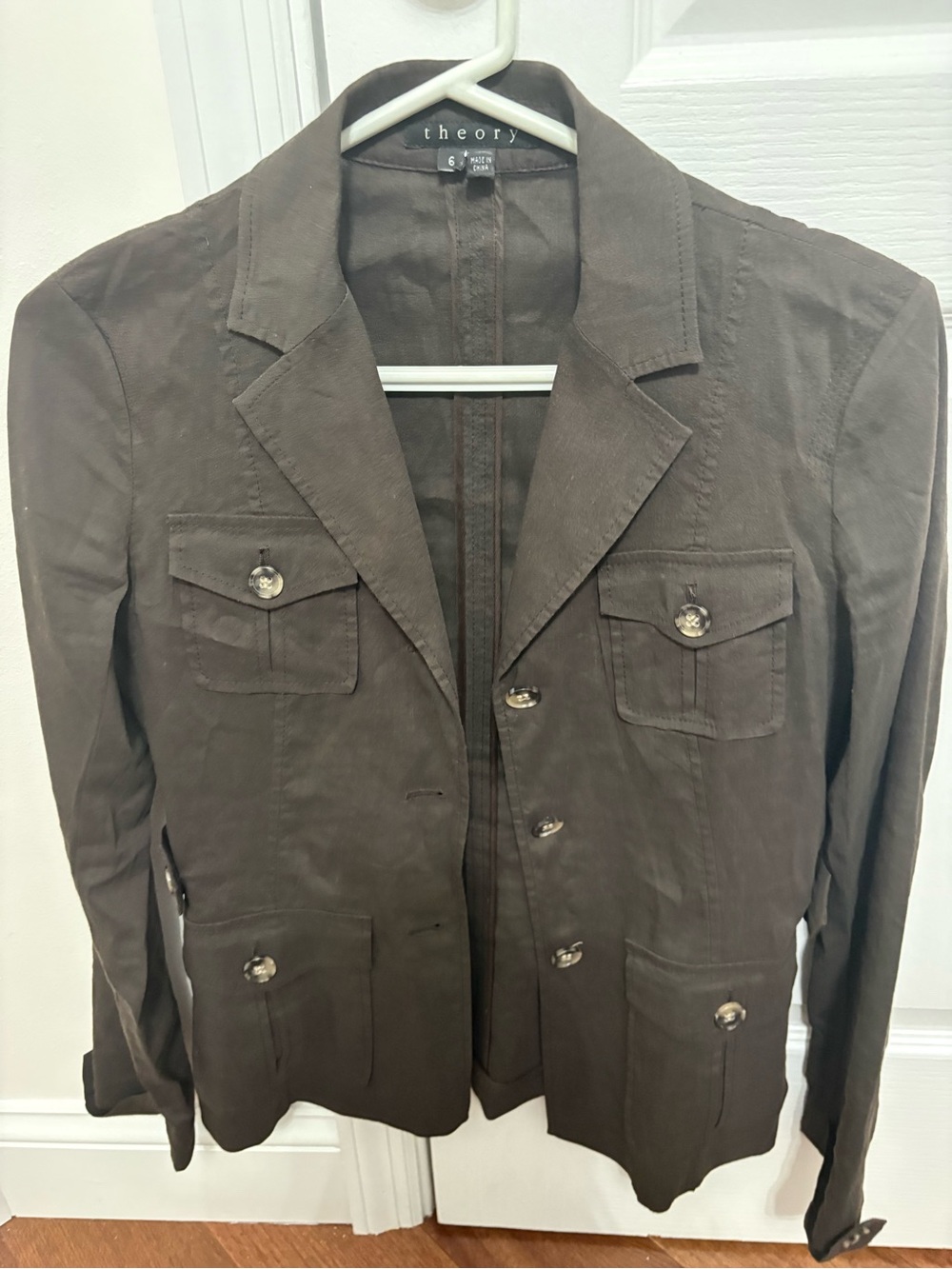 Theory women’s linen Brown Button-Front Jacket